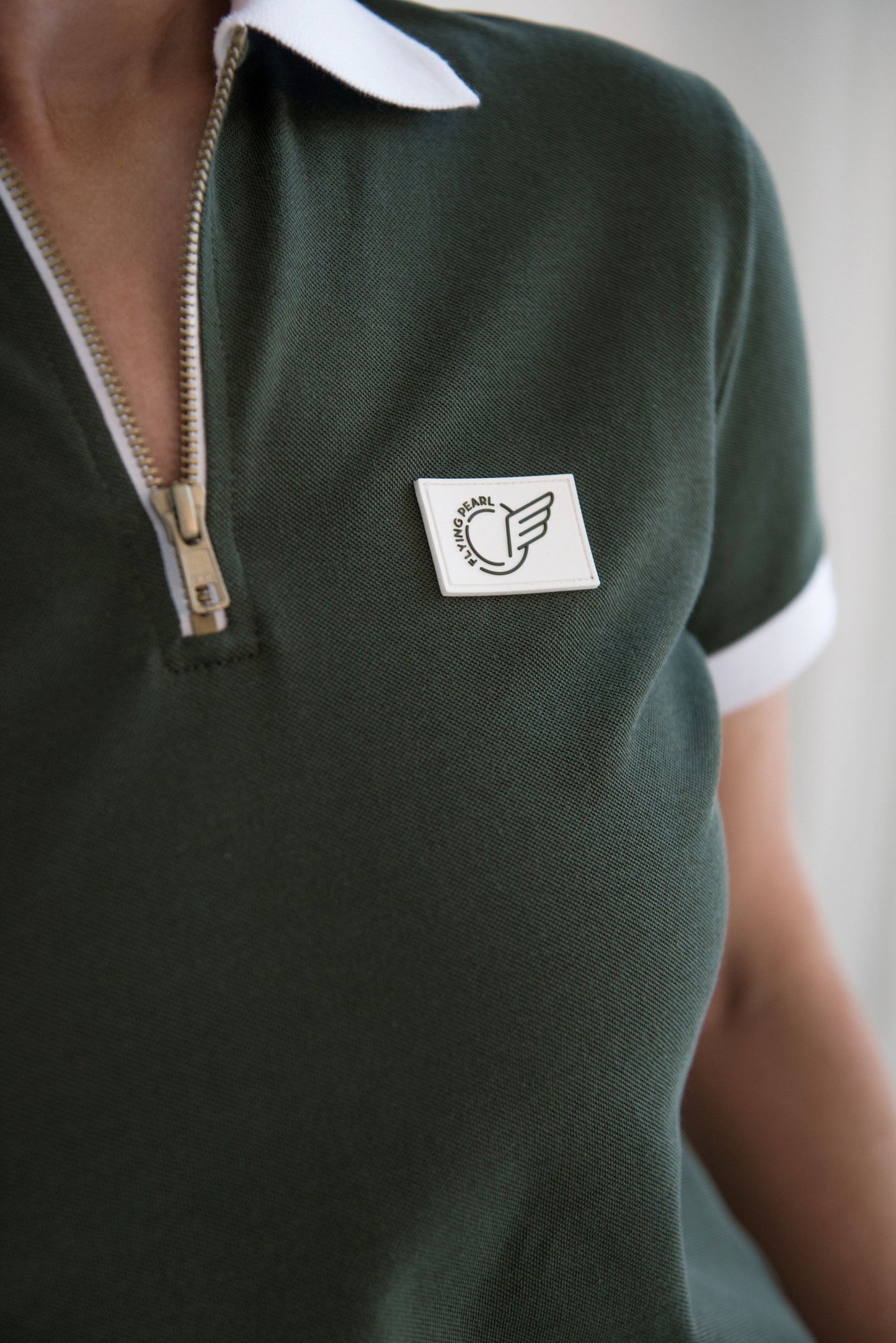 Zip Polo - Green with white logo