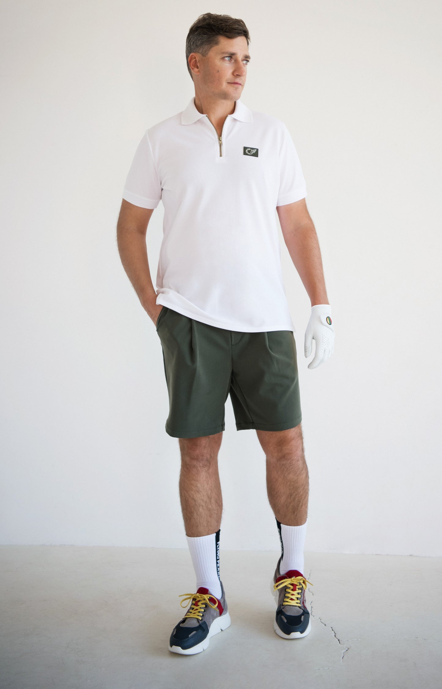 Regular Fit Polo - White with green logo