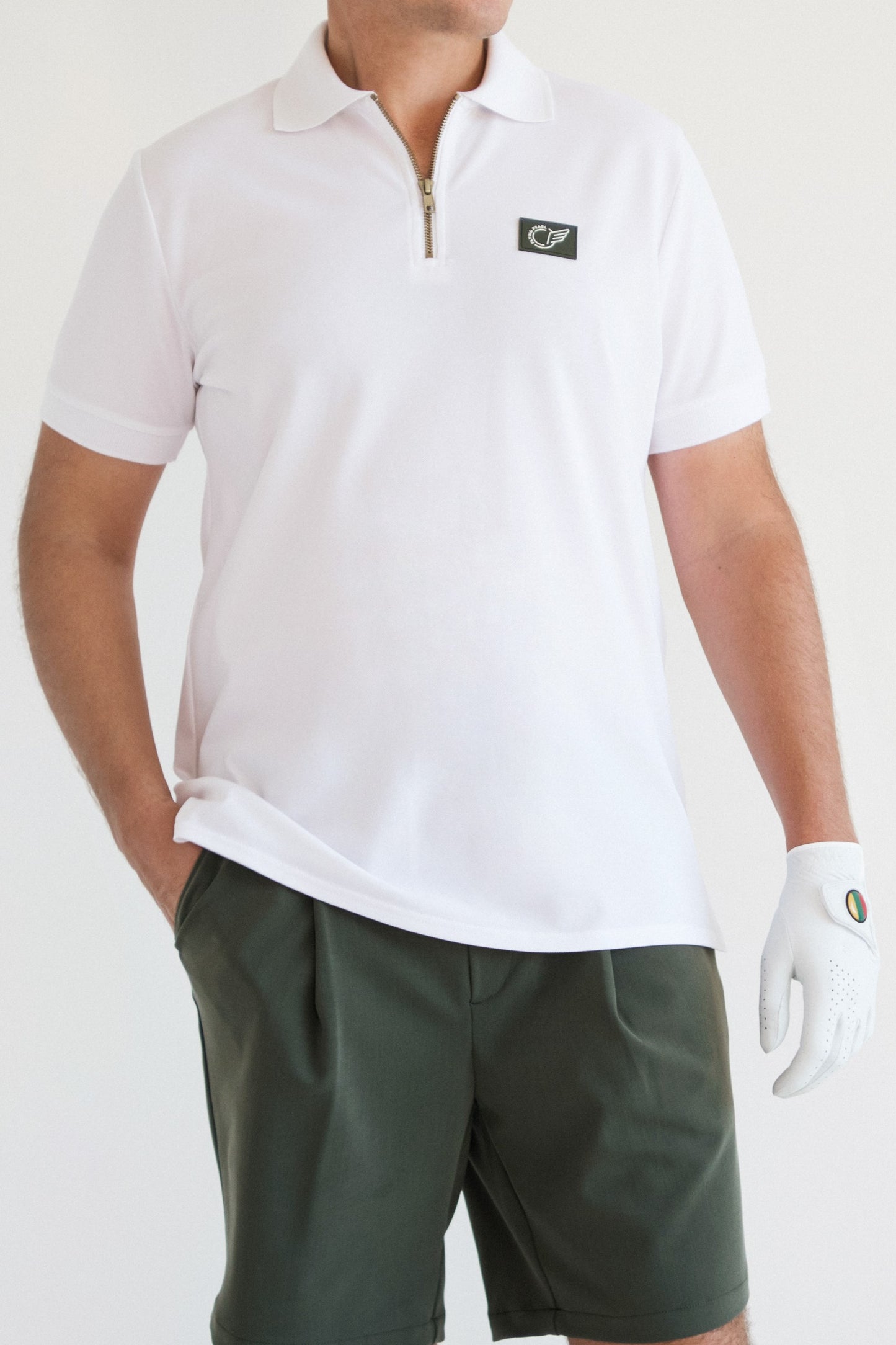 Regular Fit Polo - White with green logo